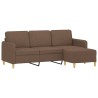 Canapé à 3 places avec repose-pieds Marron 180 cm Tissu 616696616696