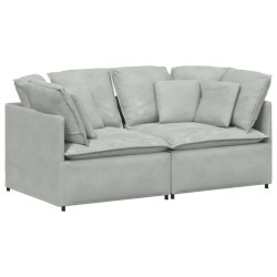 Canapé modulable avec coussins velours gris clair 616697616697