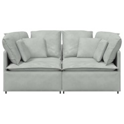 Canapé modulable avec coussins velours gris clair 616697616697