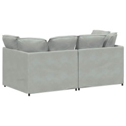 Canapé modulable avec coussins velours gris clair 616697616697
