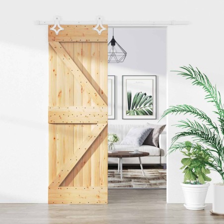 Porte coulissante Naturel et Blanc 70 x 210 cm 616705616705