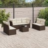 Salon de jardin 8 pcs avec coussins marron résine tressée 616710616710