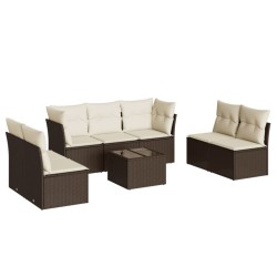 Salon de jardin 8 pcs avec coussins marron résine tressée 616710616710