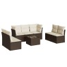 Salon de jardin 8 pcs avec coussins marron résine tressée 616710616710