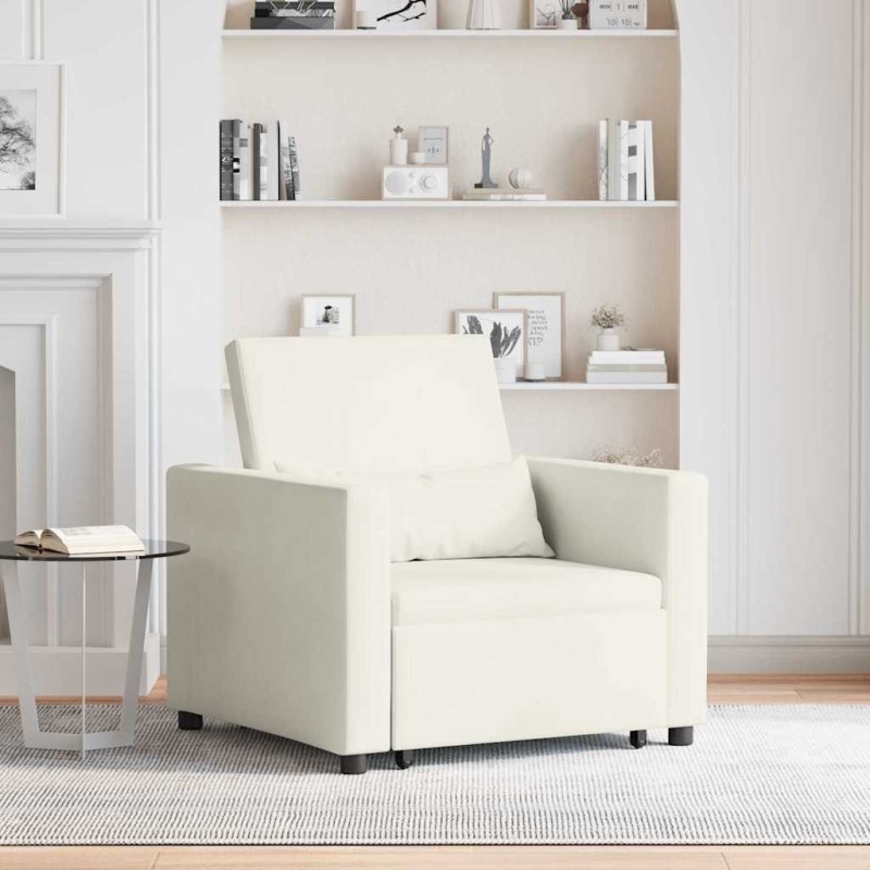 Canapé-lit escamotable simple avec des roues Crème Velours 616723616723