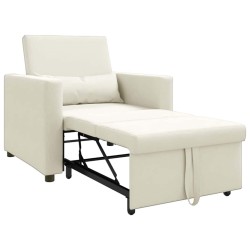Canapé-lit escamotable simple avec des roues Crème Velours 616723616723