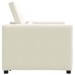 Canapé-lit escamotable simple avec des roues Crème Velours 616723616723