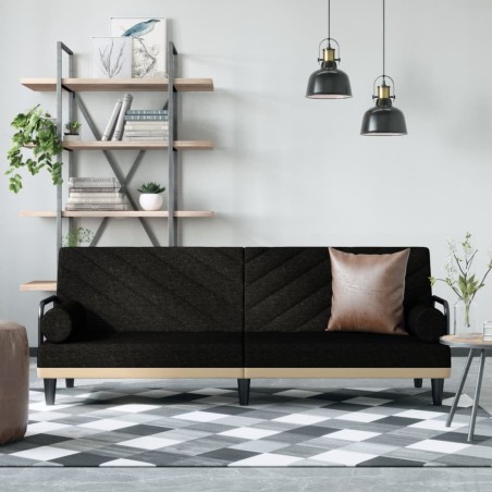 Canapé-lit avec accoudoirs noir tissu 616726616726