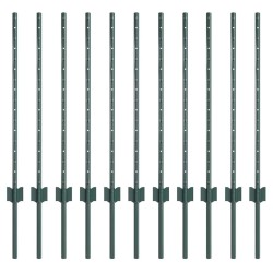 Poteau de clôture enchâssé 11 pc Vert 120 cm 616733616733