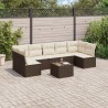 Salon de jardin 8 pcs avec coussins marron résine tressée 616736616736