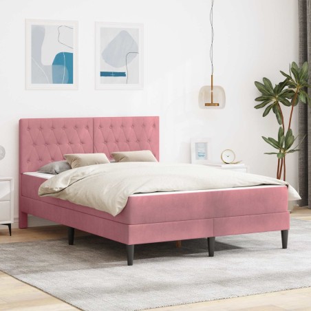 Cadre de lit avec matelas Rose 140 x 200 cm Velours 616738616738