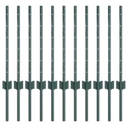 Poteau de clôture enchâssé 11 pc Vert 100 cm 616747616747