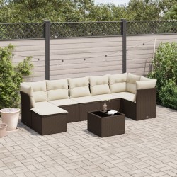 Salon de jardin 8 pcs avec coussins marron résine tressée 616750616750