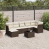 Salon de jardin 8 pcs avec coussins marron résine tressée 616750616750