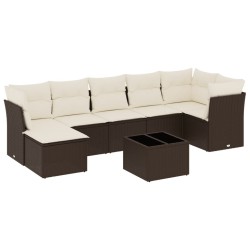 Salon de jardin 8 pcs avec coussins marron résine tressée 616750616750