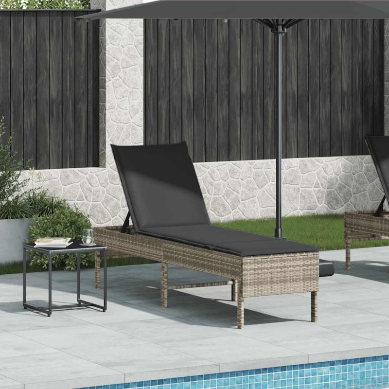 Transat avec coussin gris clair 55 x 200 x 44 cm en rotin synthétique 616756616756