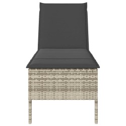 Transat avec coussin gris clair 55 x 200 x 44 cm en rotin synthétique 616756616756