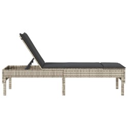 Transat avec coussin gris clair 55 x 200 x 44 cm en rotin synthétique 616756616756