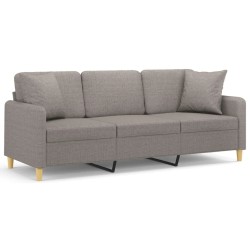 Canapé 3 places avec oreillers décoratifs taupe 180 cm tissu 616758616758