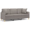 Canapé 3 places avec oreillers décoratifs taupe 180 cm tissu 616758616758