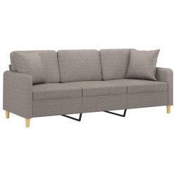 Canapé 3 places avec oreillers décoratifs taupe 180 cm tissu 616758616758