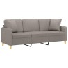Canapé 3 places avec oreillers décoratifs taupe 180 cm tissu 616758616758
