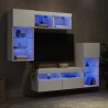 Unités murales TV avec LED 5 pcs blanc bois d'ingénierie 616759616759