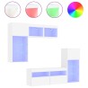 Unités murales TV avec LED 5 pcs blanc bois d'ingénierie 616759616759