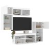 Unités murales TV avec LED 5 pcs blanc bois d'ingénierie 616759616759