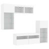 Unités murales TV avec LED 5 pcs blanc bois d'ingénierie 616759616759