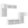 Unités murales TV avec LED 5 pcs blanc bois d'ingénierie 616759616759