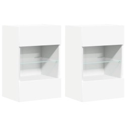 Meubles muraux avec lumières LED pour TV 2 pcs blanc 40x30x60,5 cm 616763616763