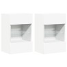 Meubles muraux avec lumières LED pour TV 2 pcs blanc 40x30x60,5 cm 616763616763