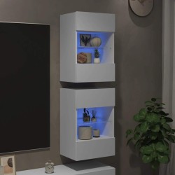 Meubles muraux avec lumières LED pour TV 2 pcs blanc 40x30x60,5 cm 616763616763