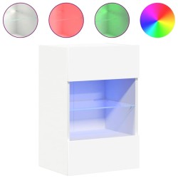 Meubles muraux avec lumières LED pour TV 2 pcs blanc 40x30x60,5 cm 616763616763