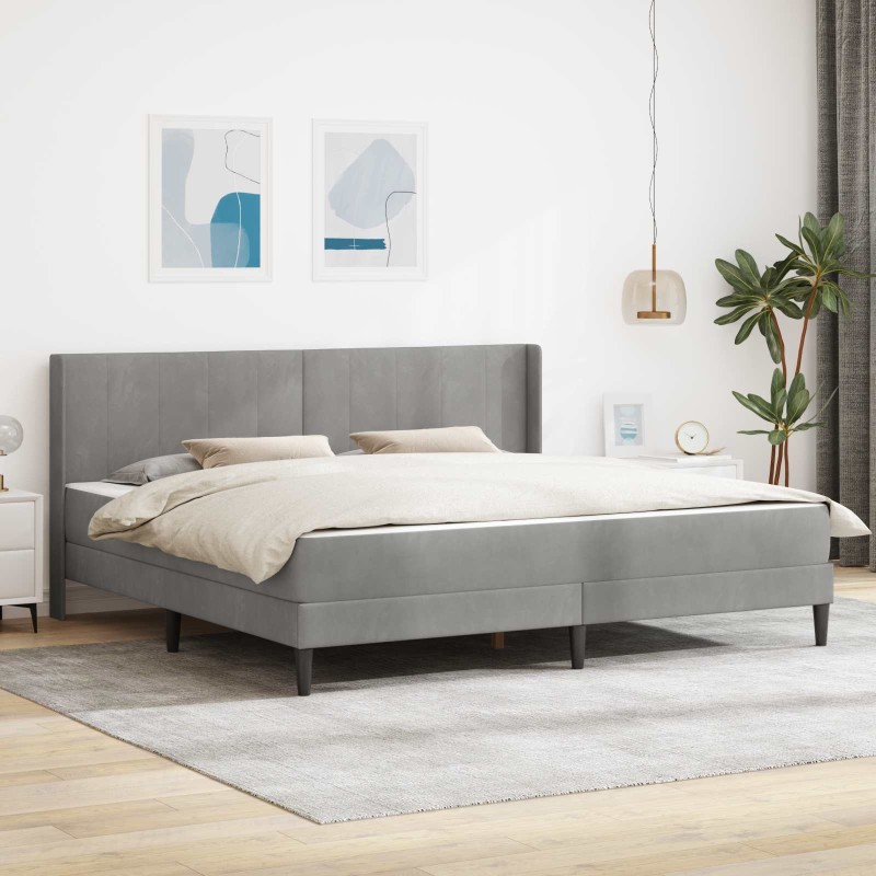 Cadre de lit avec matelas Gris clair 200 x 200 cm Velours 616770616770