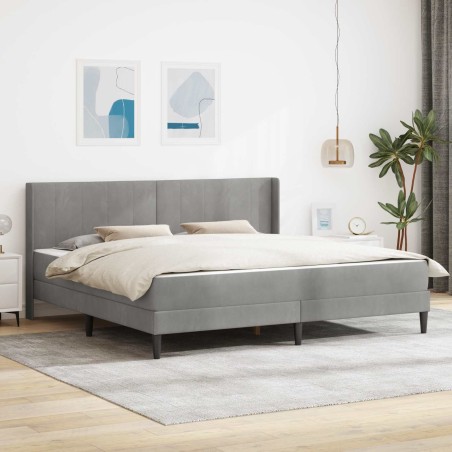 Cadre de lit avec matelas Gris clair 200 x 200 cm Velours 616770616770