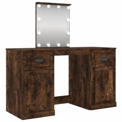 Coiffeuse avec LED chêne fumé 130x50x132,5 cm 616773616773