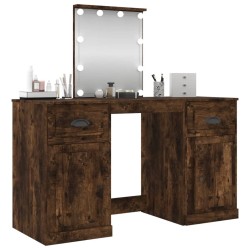 Coiffeuse avec LED chêne fumé 130x50x132,5 cm 616773616773
