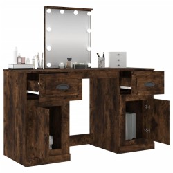 Coiffeuse avec LED chêne fumé 130x50x132,5 cm 616773616773