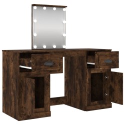 Coiffeuse avec LED chêne fumé 130x50x132,5 cm 616773616773