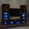 Unités murales TV avec LED 5 pcs chêne fumé bois d'ingénierie 616783616783
