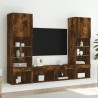Unités murales TV avec LED 5 pcs chêne fumé bois d'ingénierie 616783616783