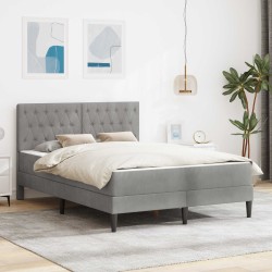 Cadre de lit avec matelas Gris clair 120 x 190 cm Velours 616786616786