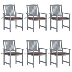 Chaises de jardin et coussins lot de 6 Bois acacia massif Gris 616787616787