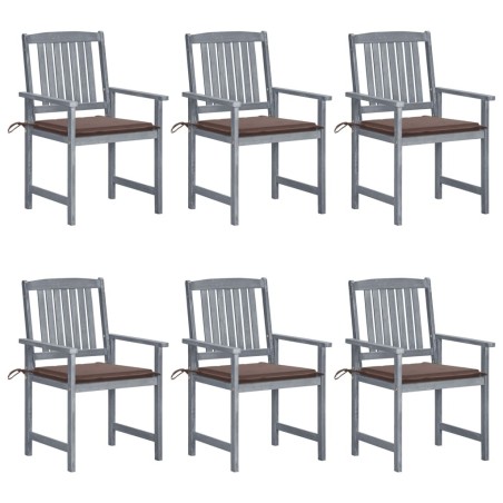 Chaises de jardin et coussins lot de 6 Bois acacia massif Gris 616787616787