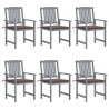 Chaises de jardin et coussins lot de 6 Bois acacia massif Gris 616787616787