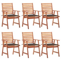 Chaises à manger d'extérieur lot de 6 et coussins Acacia massif 616788616788