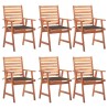 Chaises à manger d'extérieur lot de 6 et coussins Acacia massif 616788616788