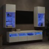Unités murales TV avec LED 5 pcs blanc bois d'ingénierie 616795616795